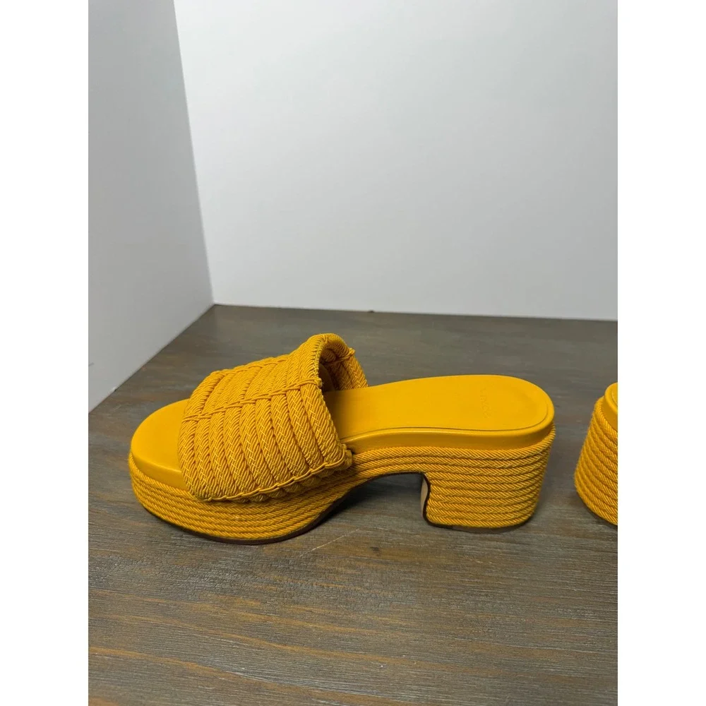 Vince Margo Cord Platform‎ Slide Sandals Mustard Yellow Size 5.5 NIB Designer